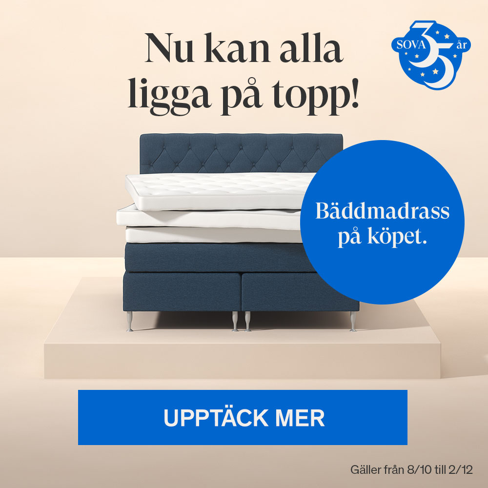 Nu kan alla ligga på topp! Bäddmadrass på köpet.